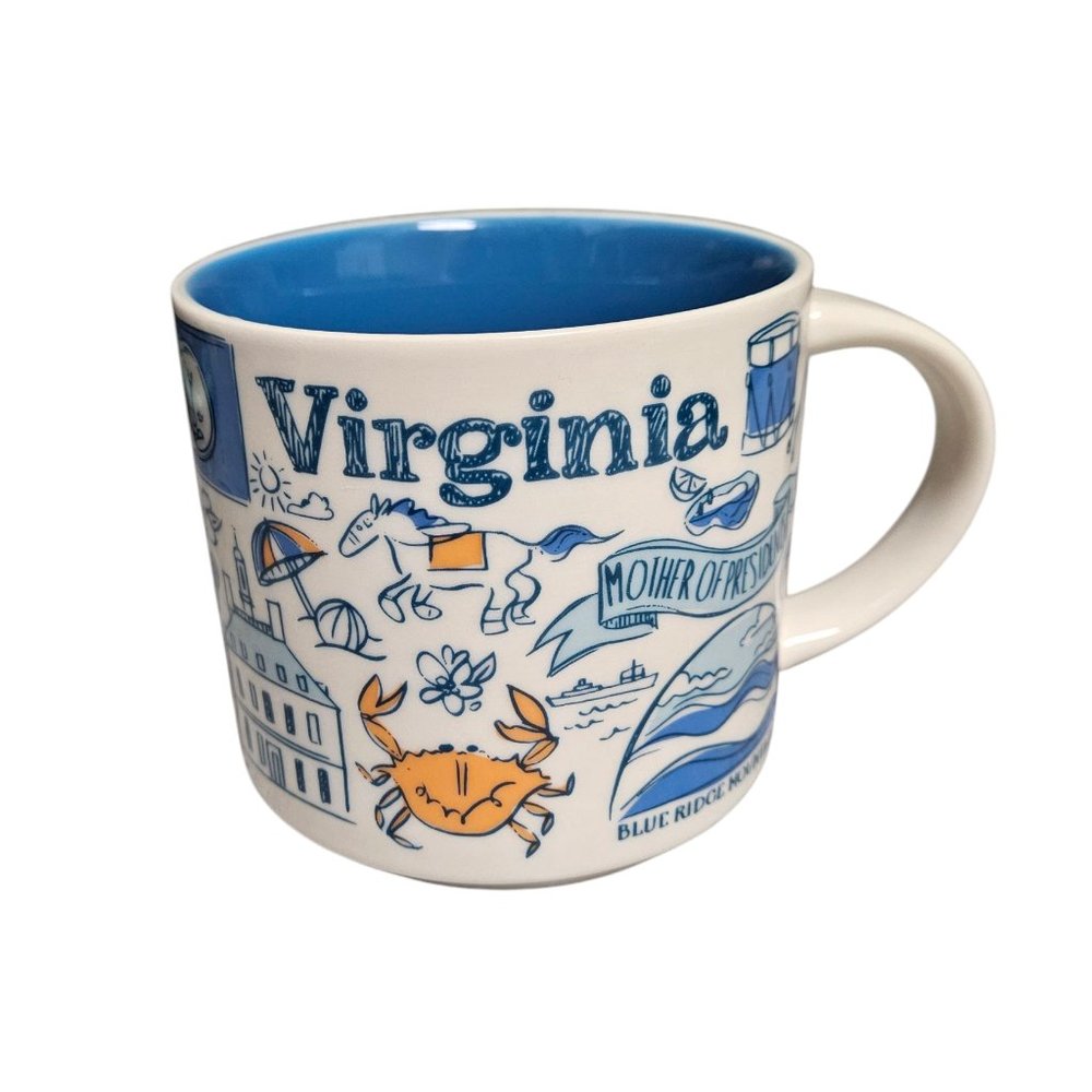 Virginia Themed Blue and White Mug